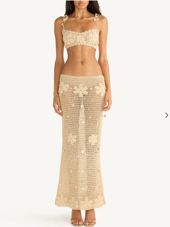 Asta Resort Dresses & Skirts - Asta Resort Charlotte Crochet Bralette & Maxi Skirt Set — Sand Shimmer - XS